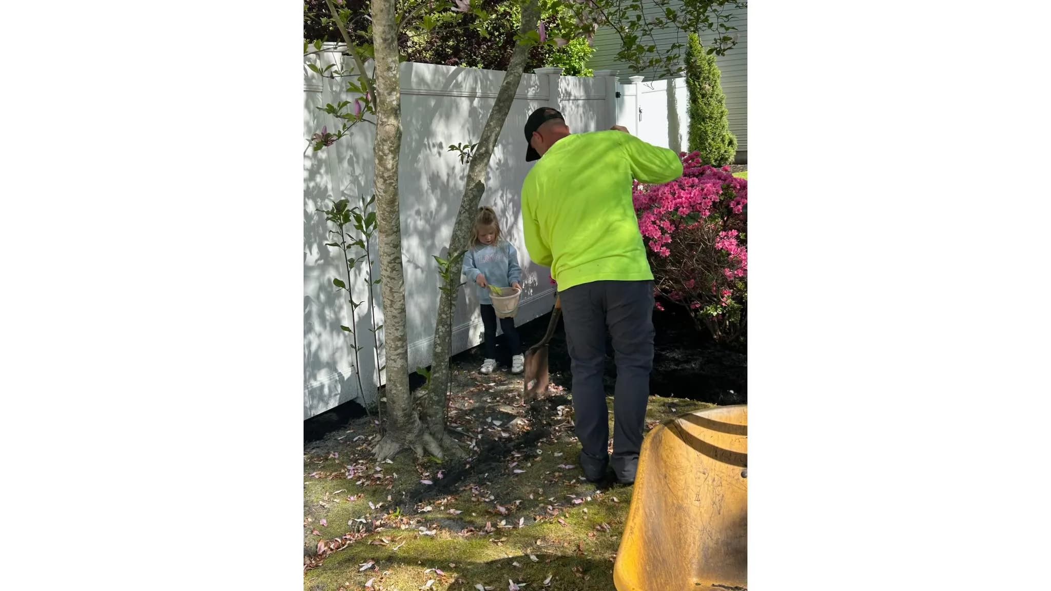 Tyler Warker, owner of T.W. Outdoor Services, working on a garden bed renovation in Egg Harbor Township, NJ