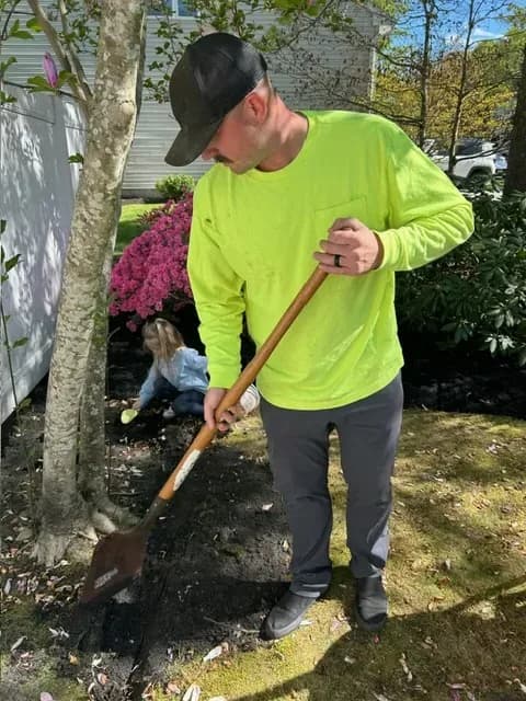 Spring garden bed planting on a Northfield, NJ property